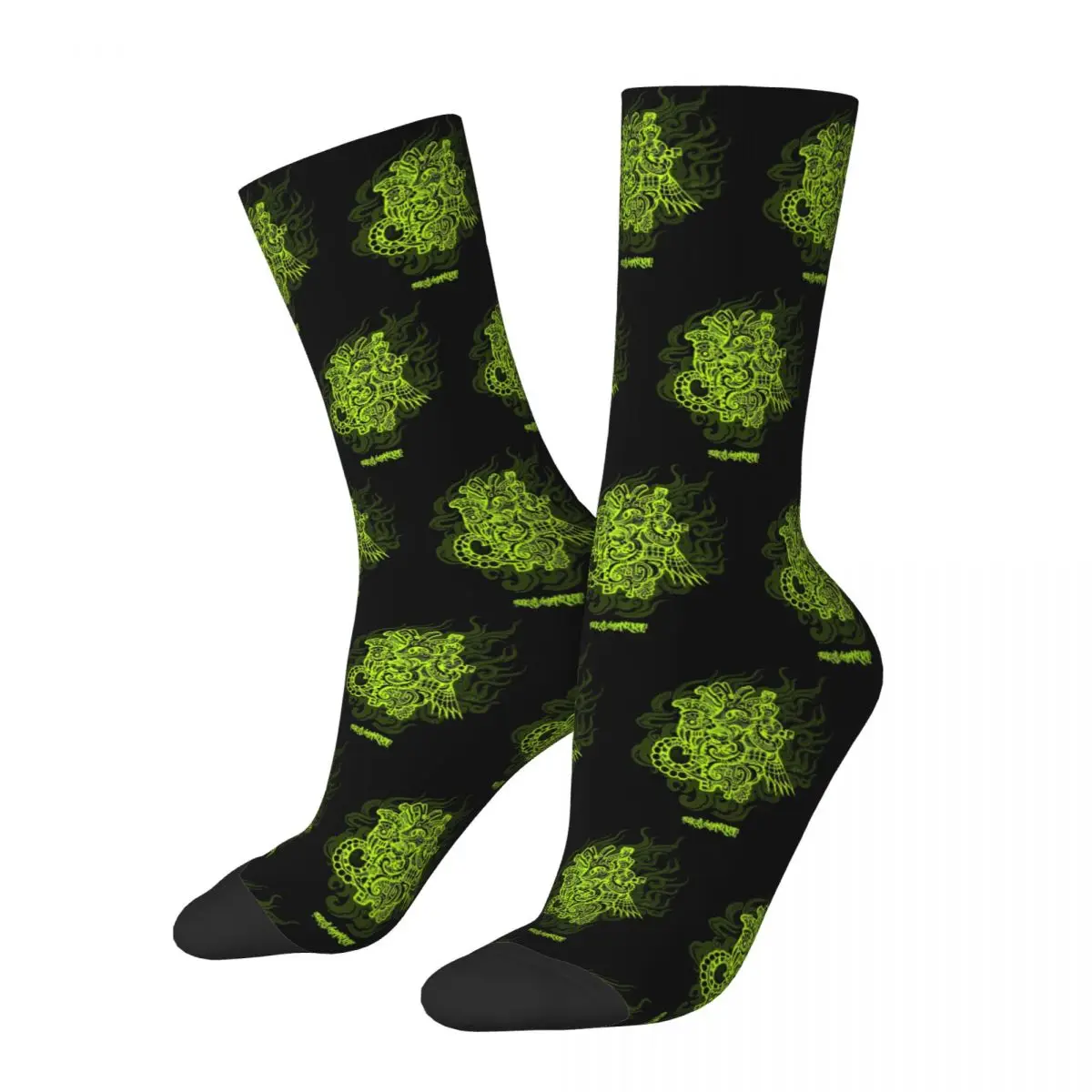 Pre-Hispanic Heart Of Fire Passion And Green Fire Socks Harajuku Stockings All Season Long Socks for Unisex Christmas Gifts