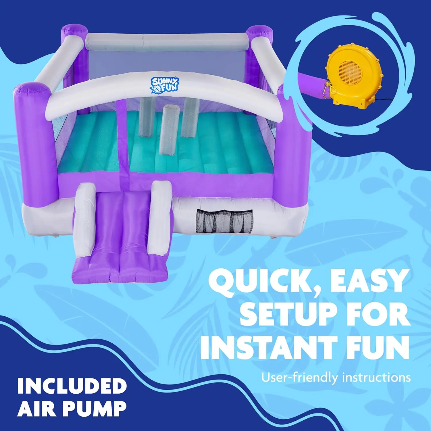 Casa inflável do salto |   Castelo inflável gigante de salto inflável de 12 x 10,5 pés para crianças com soprador de ar, estacas e kit de reparo |   Conjunto fácil