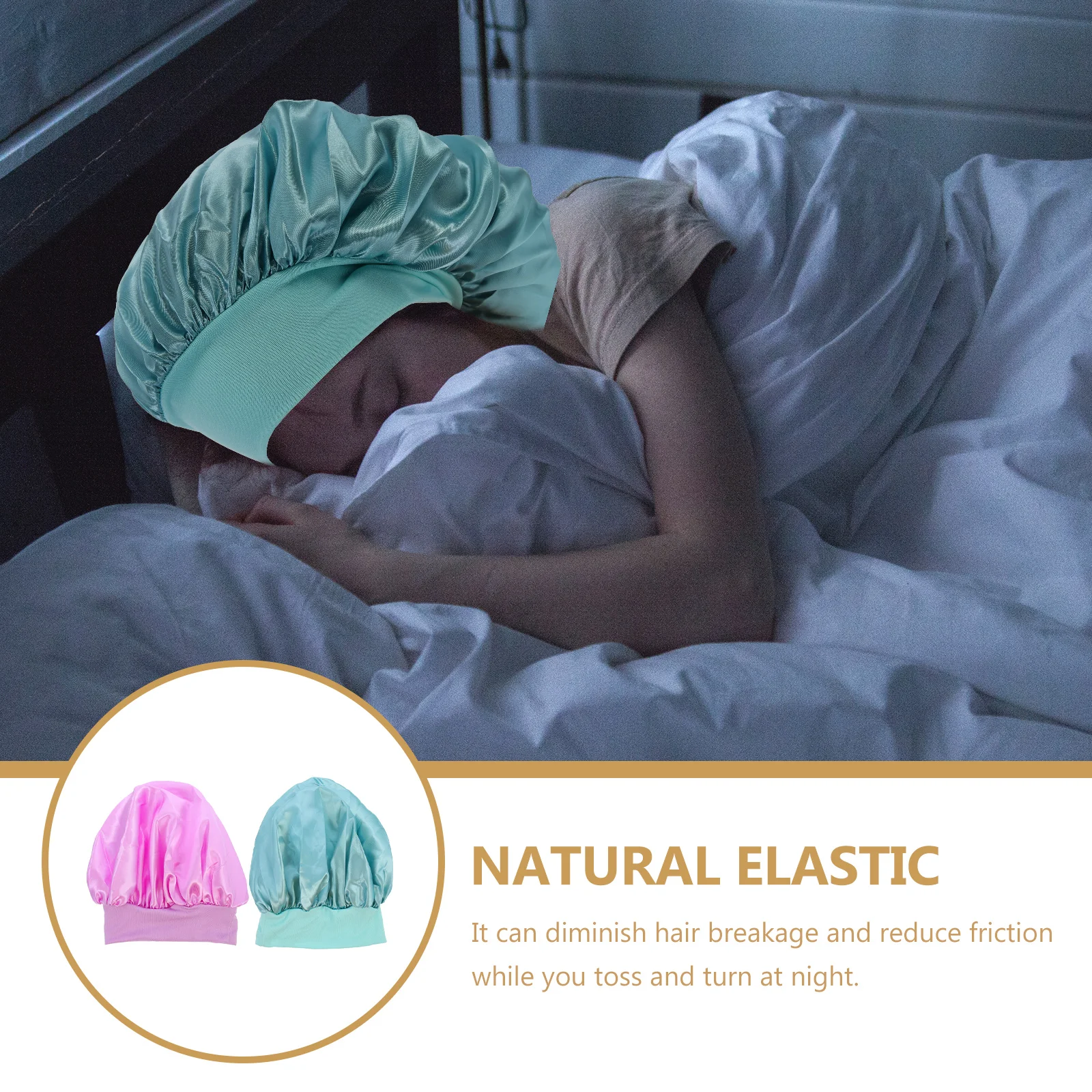 

2 Pcs Satin Bonnet High Elastic Headband Caps for Women Chemo Hats Woman Hair Coverings Sleeping Cancer Patients