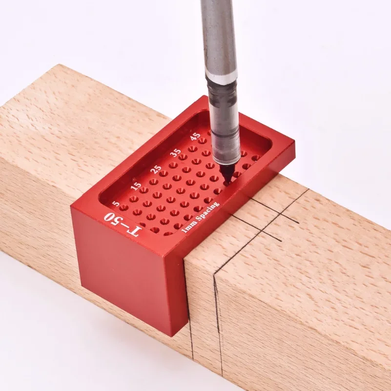 Woodworking T50 Scriber Metric Precision T-Ruler Aluminum Pocket Marking Gauge Carpentry Cross Calibration Hole Scribing Ruler