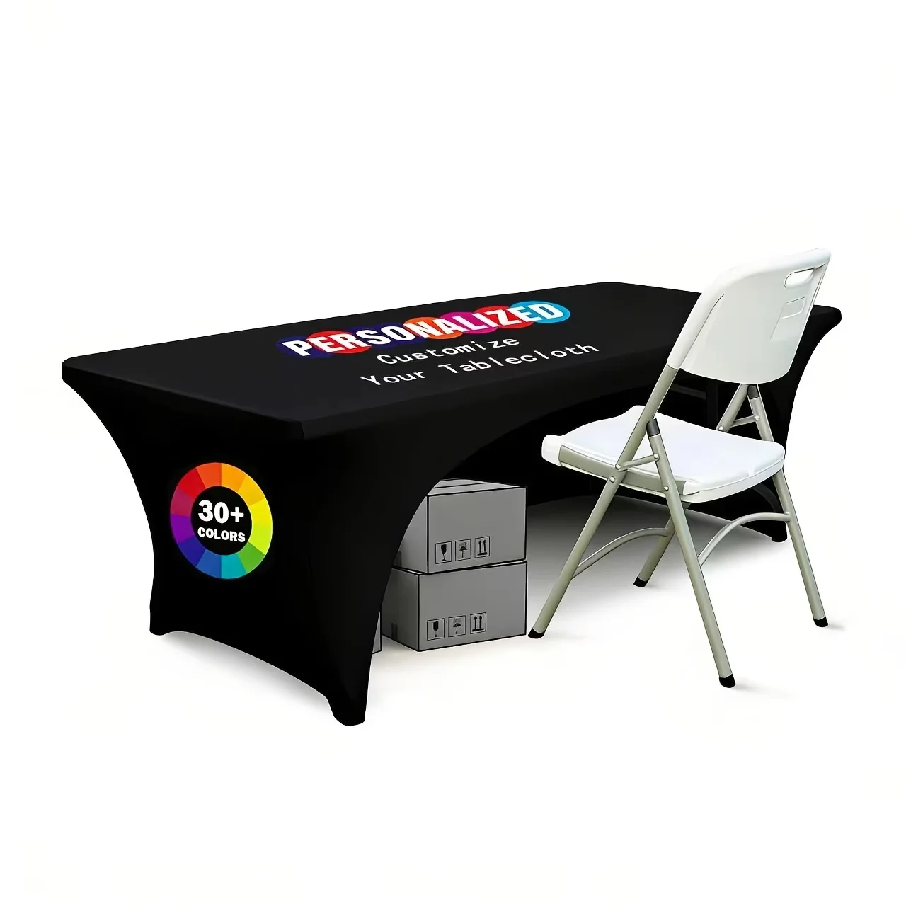 Custom Logo Stretch Tablecloth Personalized Spandex Table Cover for Trade Show Booth Vendor Display