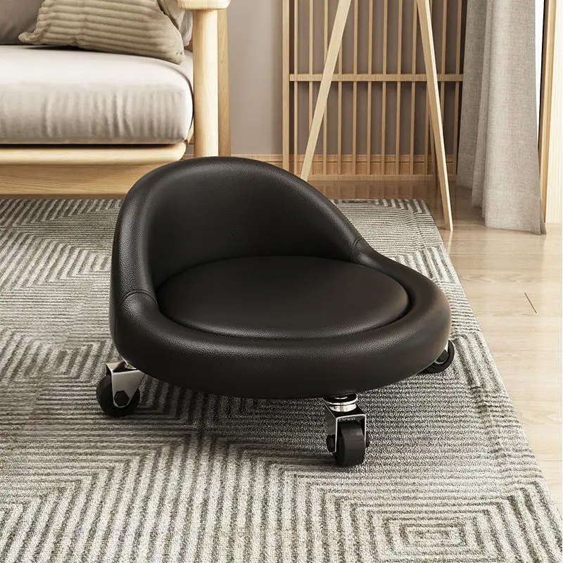 Living Room Newest Small Round Floor Pulleystool Pedicure Massage Stool Furniture Chair Roller Seat Stool with Wheels Pulley