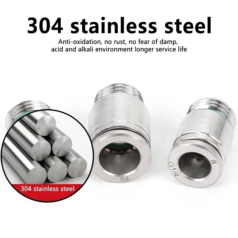 10/50/200pcs POC-G 304 Stainless Steel Pneumatic Quick Coupling Quick Plug G Thread Inner Hexagon Air Fitting