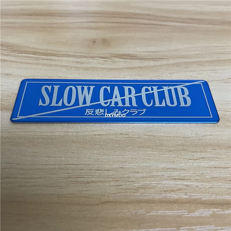 Stainless Steel Metal Sticker for Text Japanese SLOW CAR CLUB Decal Graphics Auto Interior Outside Tape