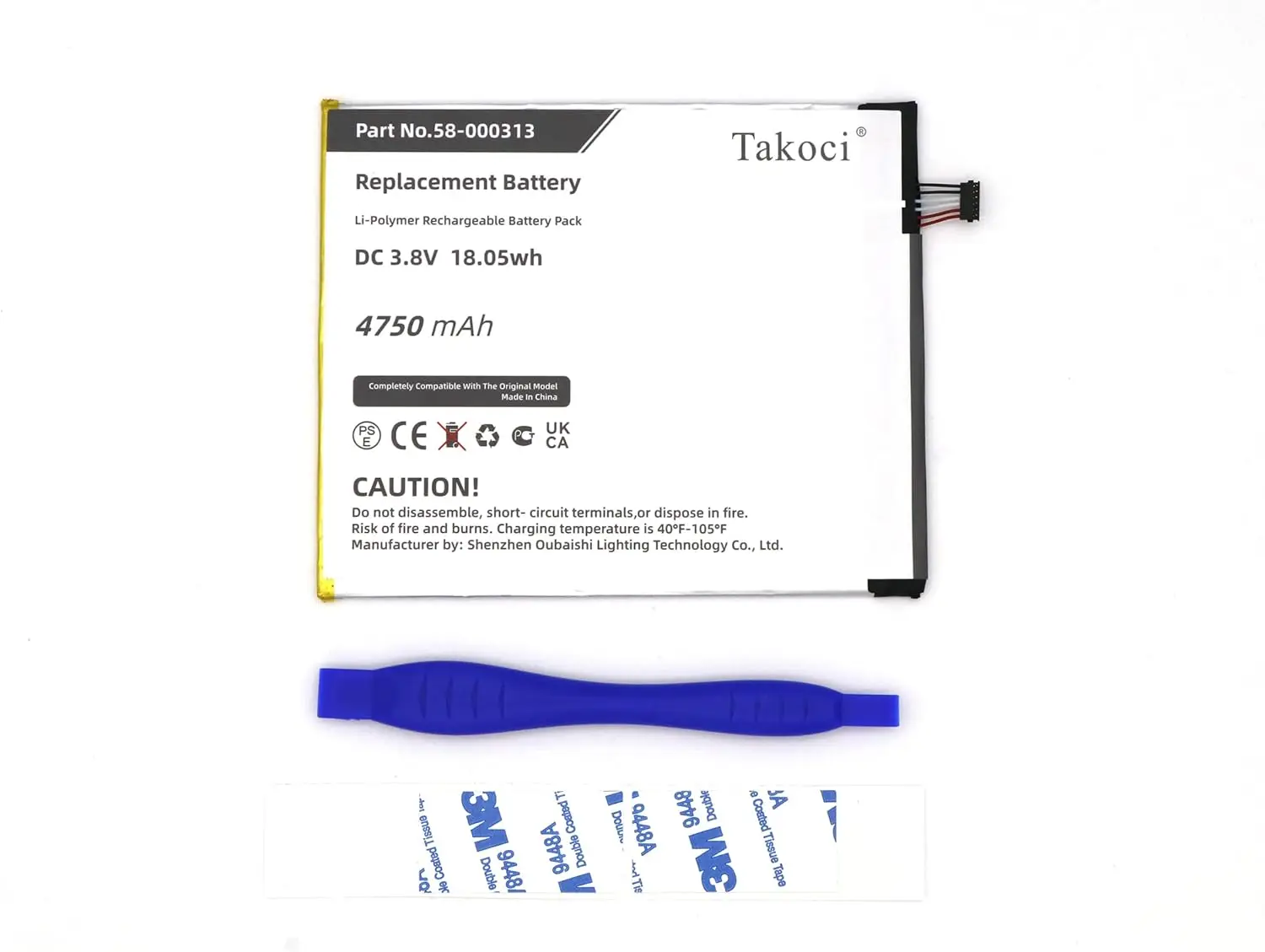 Replacement Battery for Amazon  K72LL3, K72LL4, Kindle Fire HD 8th 26S1021, 58-000303, 58-000313, ST33 3.8V/mA