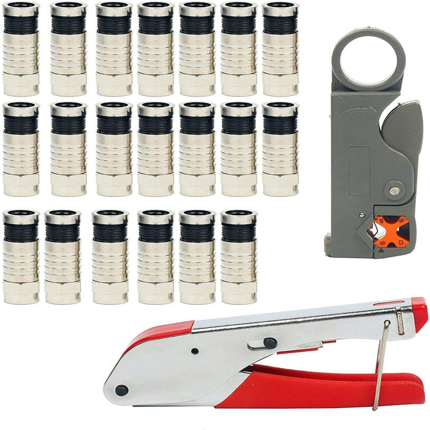 

High-Quality Comprehensive Coax Cable Crimper Kit - Essential Precision Tool for Professional Installations and Field Experts -