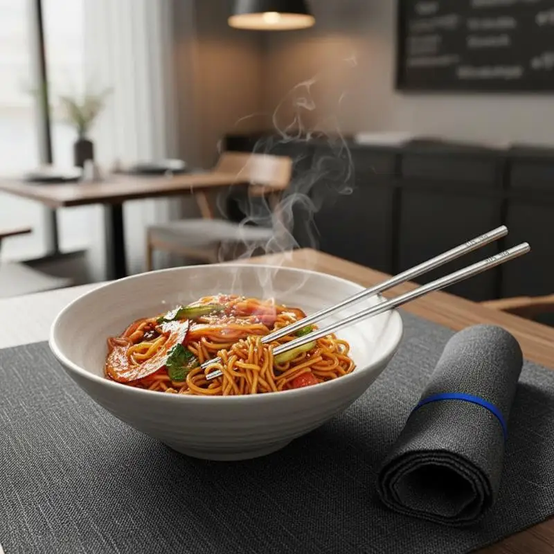 304 Stainless Steel Chopsticks Reusable Food Grade 21cm Laser Non-Slip Design for Home Restaurant Outdoor Picnic