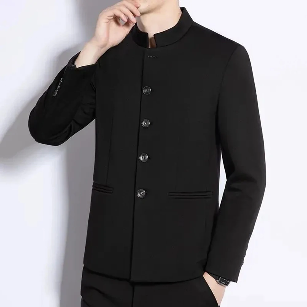 Spring New Men's Solid Color Long-Sleeve Suit Jacket American Retro Fashion Trendy High Street Loose Casual Simple Men's Top