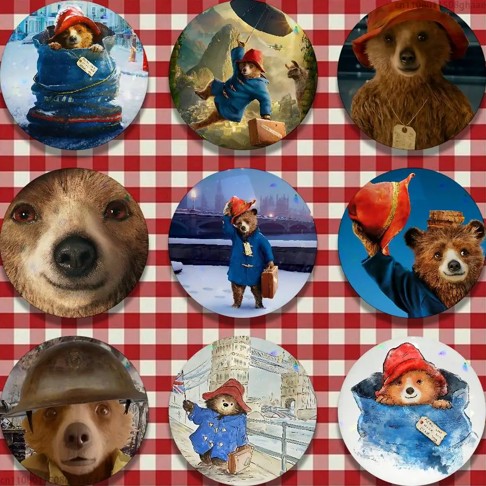 

Cute P-Paddington Bear 58mm Icon Badge Handmade Tinplate Brooch for Backpack Clothes Chest Ornament Gifts