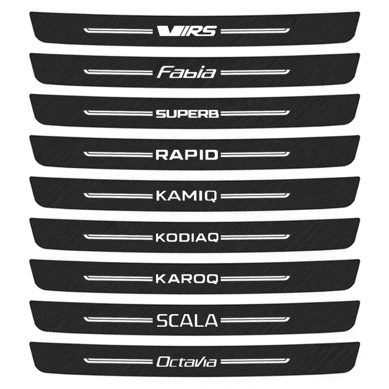 Car Door Sill Threshold Stickers Trunk Bumper Protective Film for Skoda VRS Octavia FABIA KAMIQ KAROQ KODIAQ RAPID SCALA SUPERB