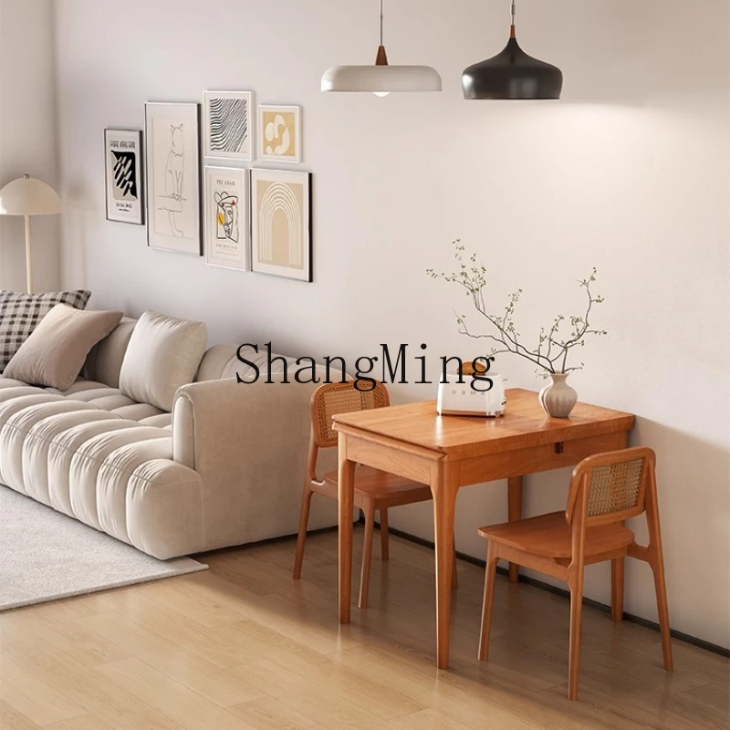 

FG folding diner household small apartment solid wood dining table and chairs simple cherry small folding dining table