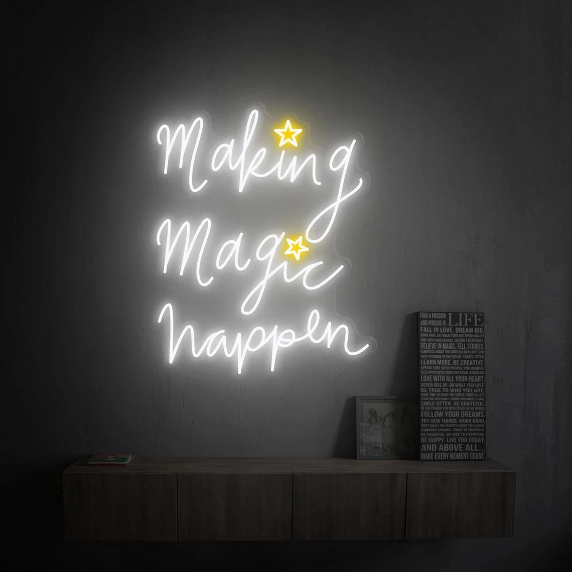 

Making Magic Happen Neon Sign Bedroom Inspirational Quote Neon Light Home Decor Custom Neon LED Sign Salon Bar Wall Decor