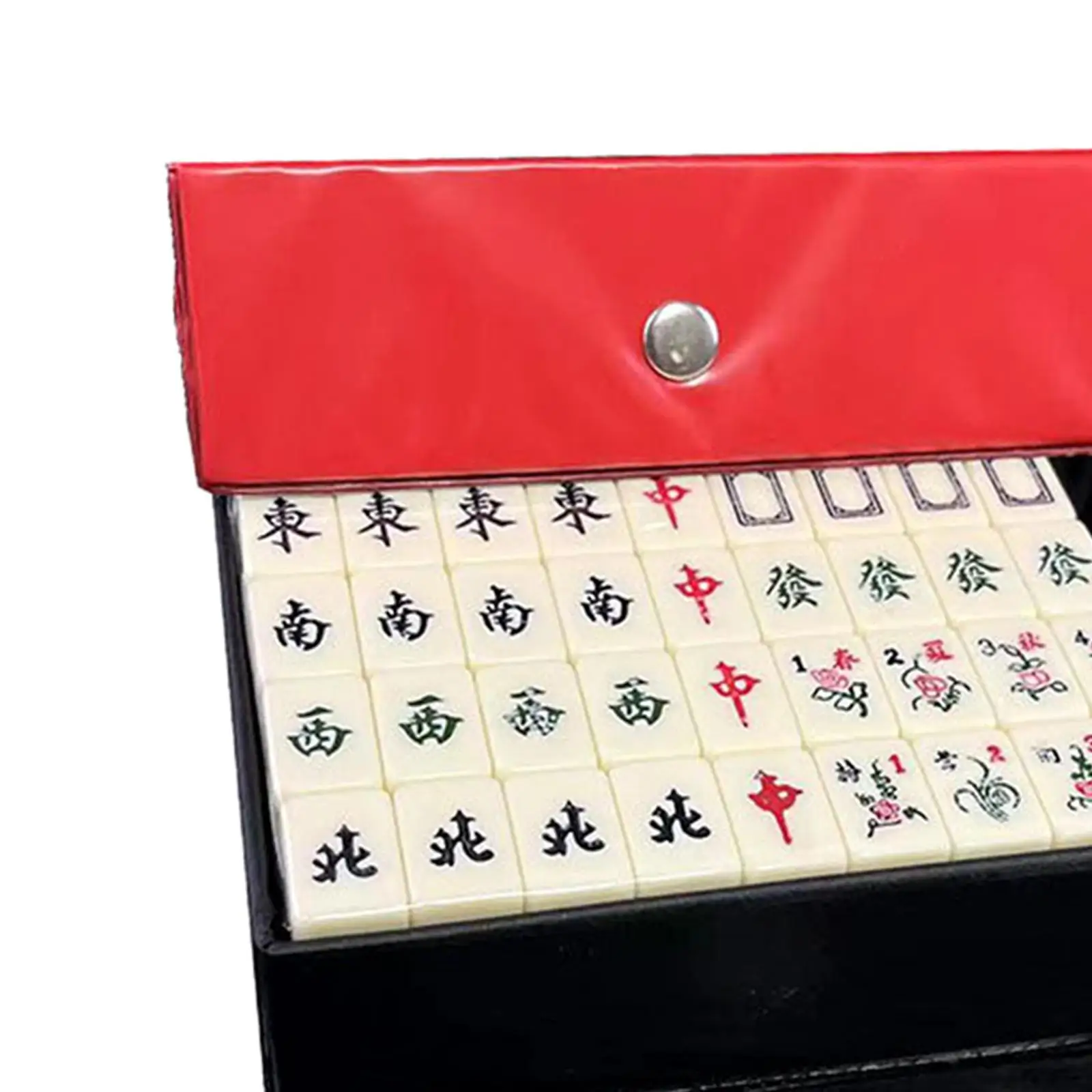 

144 Sheets Chinese Mahjong Tile Set Acrylic Portable Carry Case Mini Board Game for Family Friends Party
