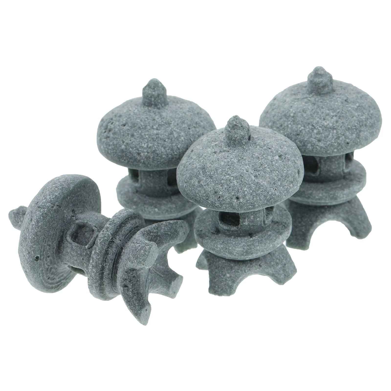 

4 Pcs Landscape Pavilion Bonsai Decoration Tiny Statue Solar Lights Outdoor Garden Ornaments Sandstone Model Mini