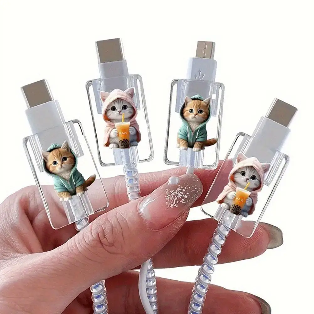 New Acrylic Data Cable Protective Cover Decoration For IPhone & Type-C Charging Cable Phone Cable Protector U3A9