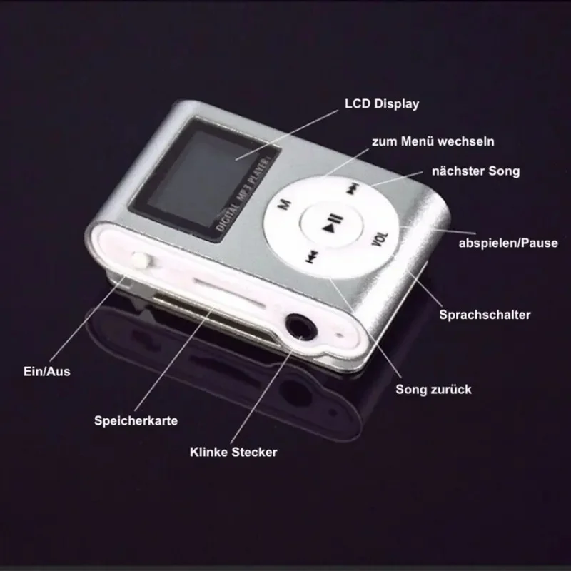 Mini Clip MP3 Player, HiFi Portable Music Player with USB & Micro SD/TF Card Slot, Supports up to 32GB, Lightweight Walkman for