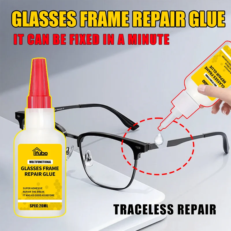 Eyeglass Frame Repair Adhesive 20ml - Quick Fix, Traceless Repair, Strong Bond, Easy to Use, Ideal for Spectacle Repairs
