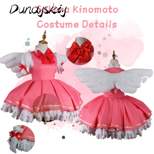 Sakura Kinomoto Cardcaptor Sakura Cosplay Costume Wig Anime Dress Suit Halloween Party Customized Outfit for Women Girl