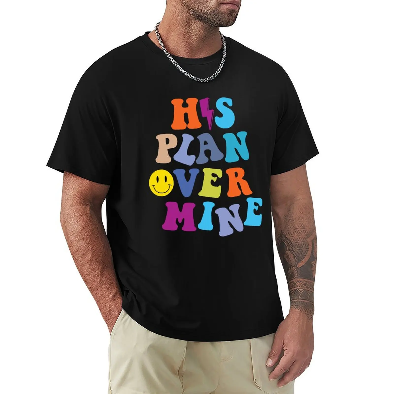 Christian Merch His Plan Over Mine Shirt T-Shirt Casual Simple Design Short Sleeve Shirt