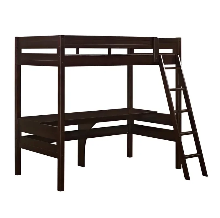 Twin Solid Wood Loft Bed with Built-in-Desk Children Bunk Bed Loft Bed with Study Desk Underneath