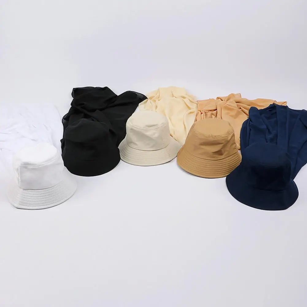 Fashion Sun Hat  Soft Connected Turban Cap  Chiffon Bucket Hat Scarf Set