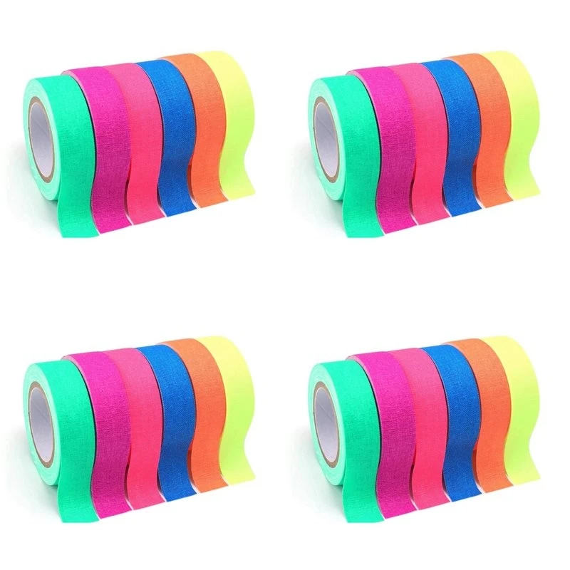 T21C 24X UV Glow Cotton Tapes Neon Party Tape Safety Warning Neon Tape UV Tape Stage Props Wedding Home
