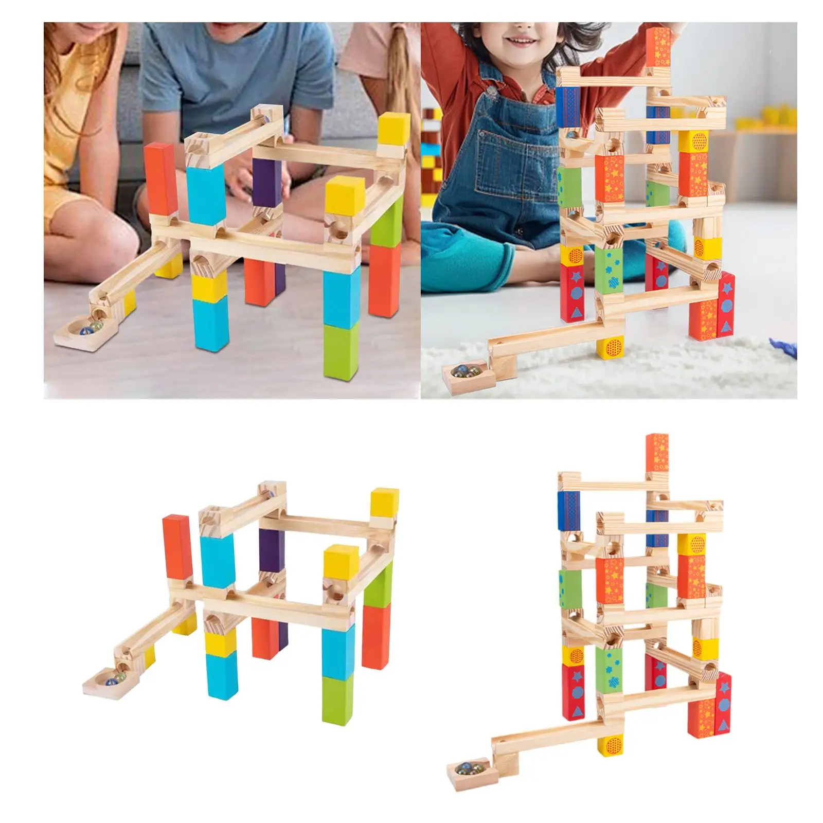 3D Wooden Puzzle Roller Coaster Brain Teaser Track Marble Toy DIY Building Kit Educational Gift for Kids
