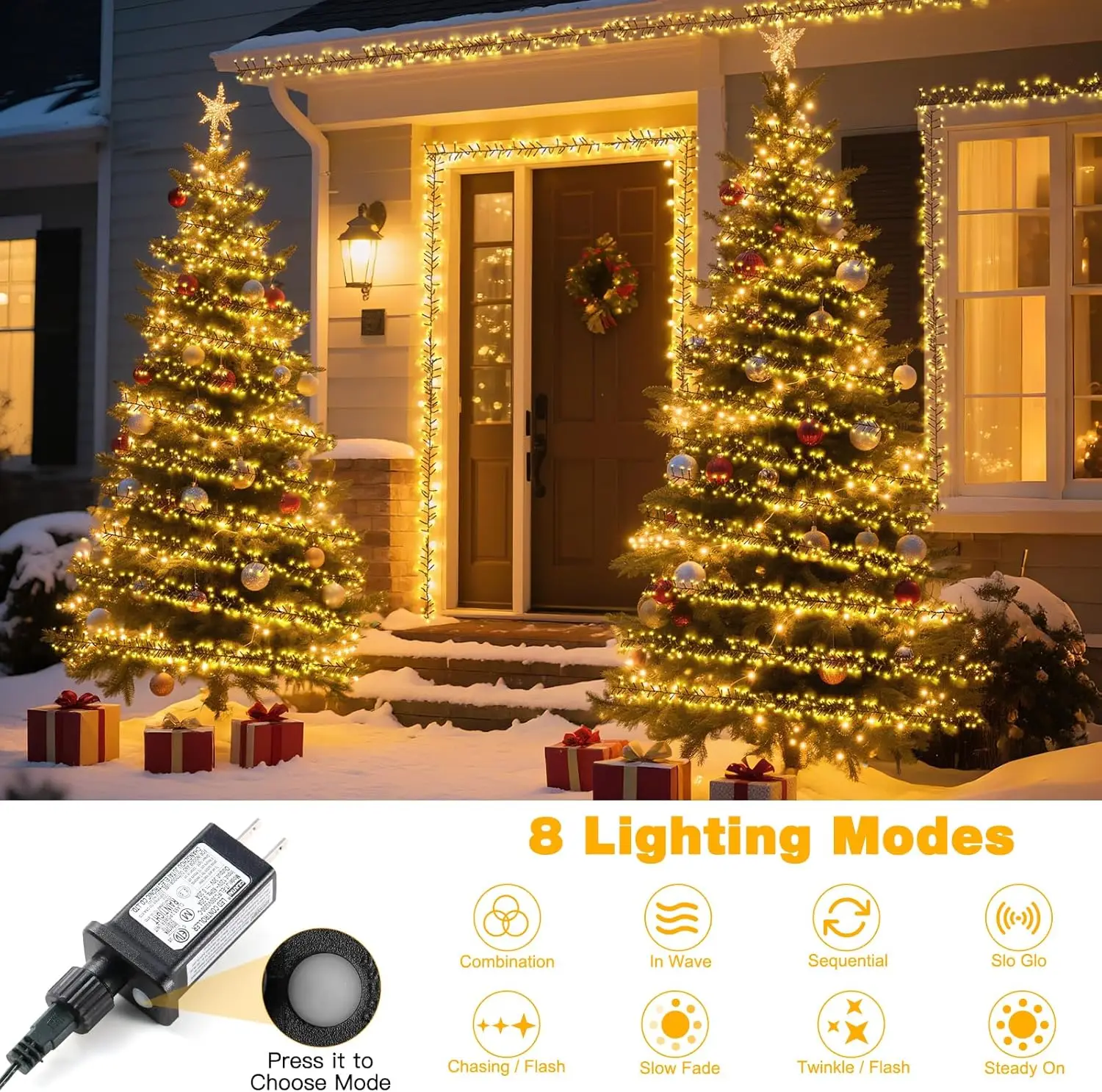 LED Firecracker String Lights 30-75M Garland Fairy Lights EU/US DC Holiday String Lights for Wedding Party Christmas Decoration