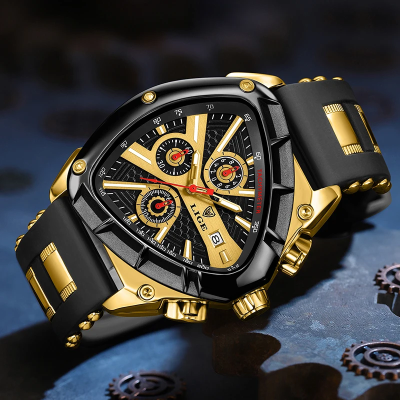 LIGE Outdoor Sports Watches For Men Fashion Business Silicone Waterproof Watch Men Top Brand Luxury Military Chronograph Male