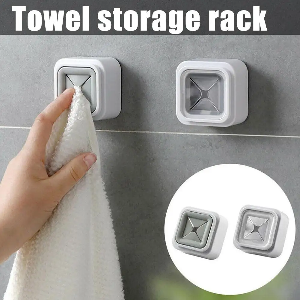 Towel Storage Rack Non Punching Space-saving Bathroom Holder Rack Organizer Hanger Hook Cloth Wall Kitchen Waterproof Hat T C7p6