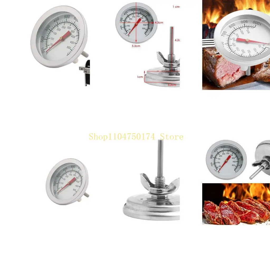 Stainless Steel Barbecue BBQ Smoker Grill 50-500℃ Thermometer Temperature Gauge Top Sale