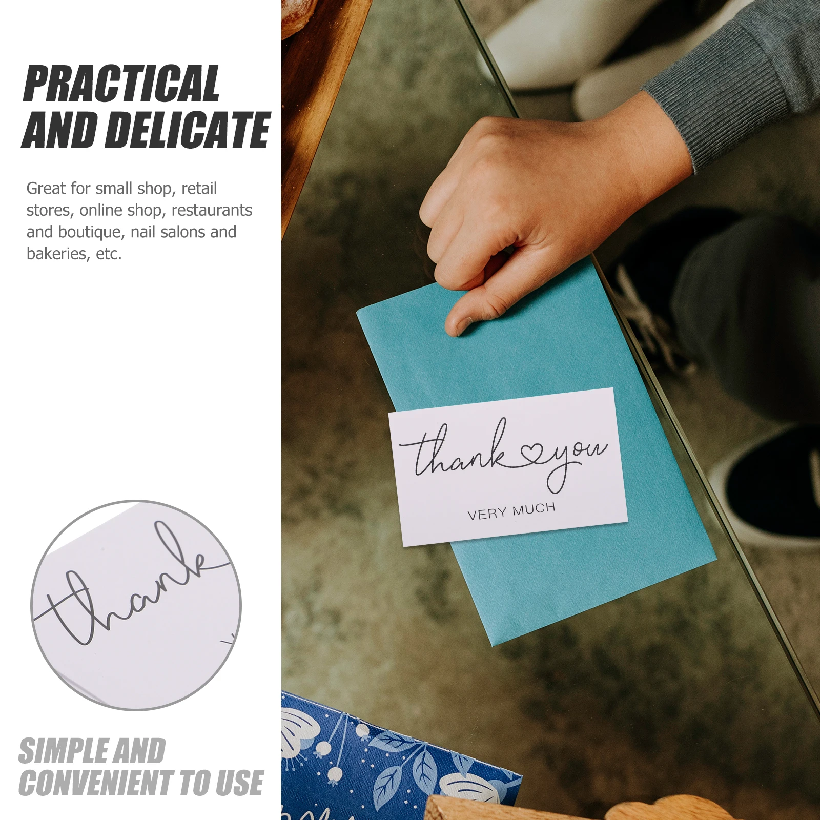 

150pcs Elegant Thick Flower Thank You Cards Message Notes For Small Business Shop Supply Greeting Gift Wrapping Cards For