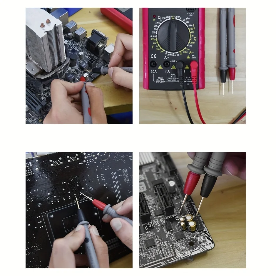 Conjunto de sonda multímetro digital de ponta dupla com fios pretos vermelhos 1000v 20a acessórios de multímetro de teste de corrente de tensão precisa