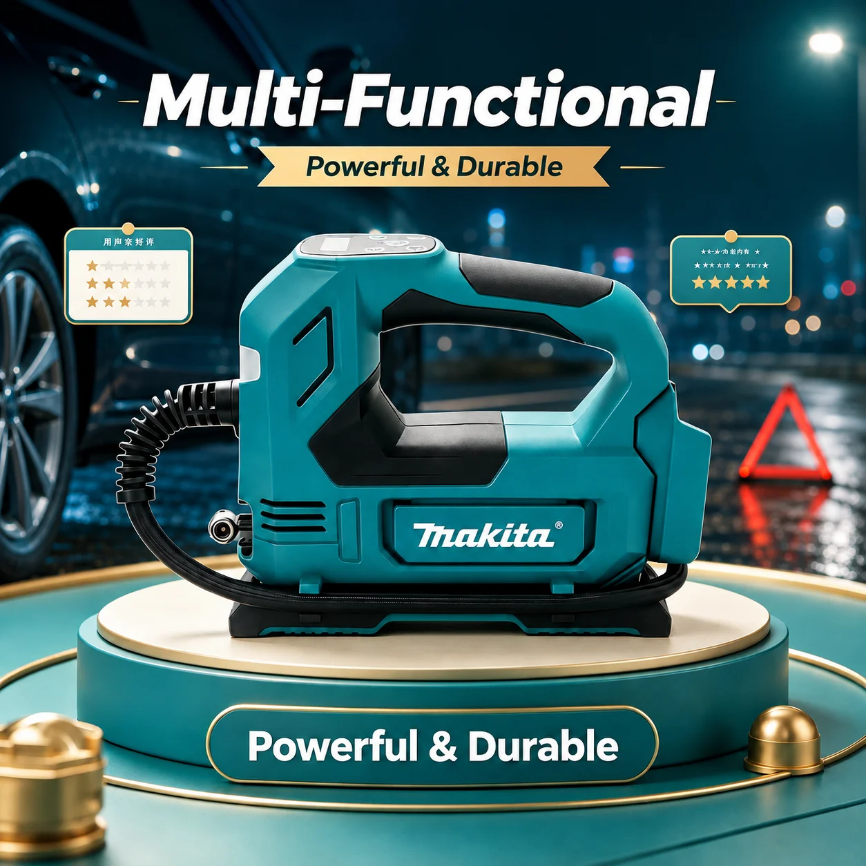 pompe-a-air-sans-fil-makita-dys59-18v-li-ion-volume-d'air-30-65l-pression-130psi-affichage-numerique-pour-pneus-de-voiture-et-equipements-gonflables