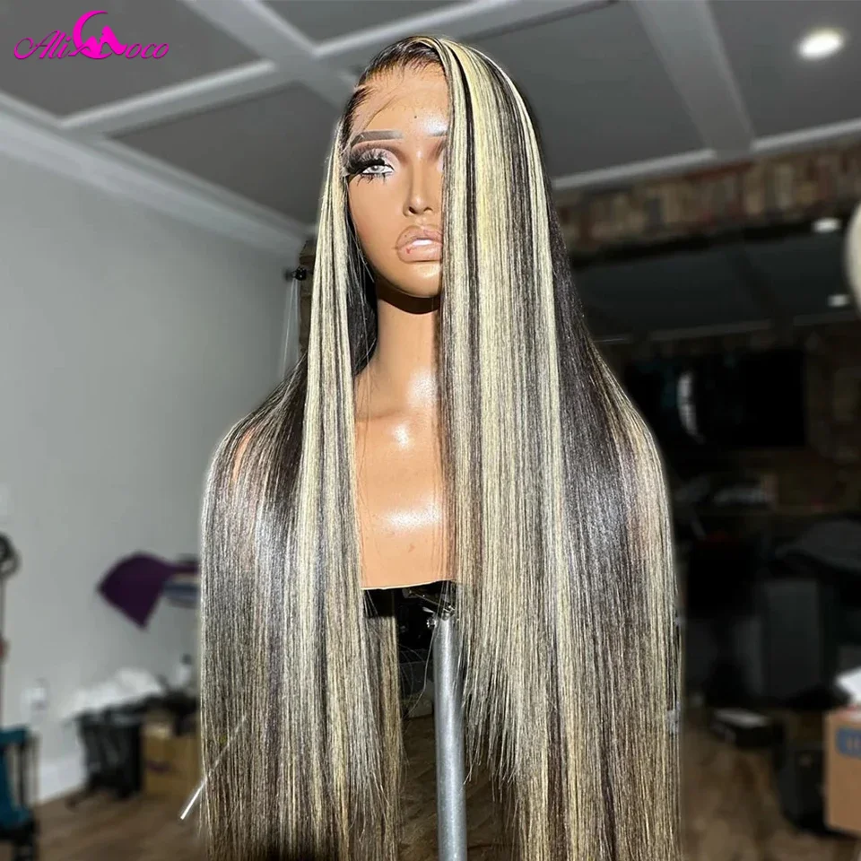 

13x4 13x6 HD Lace Front Wigs Straight 1B/27 Highlight Blonde Omber Lace Front Wigs Human Hair Pre Plucked for Women