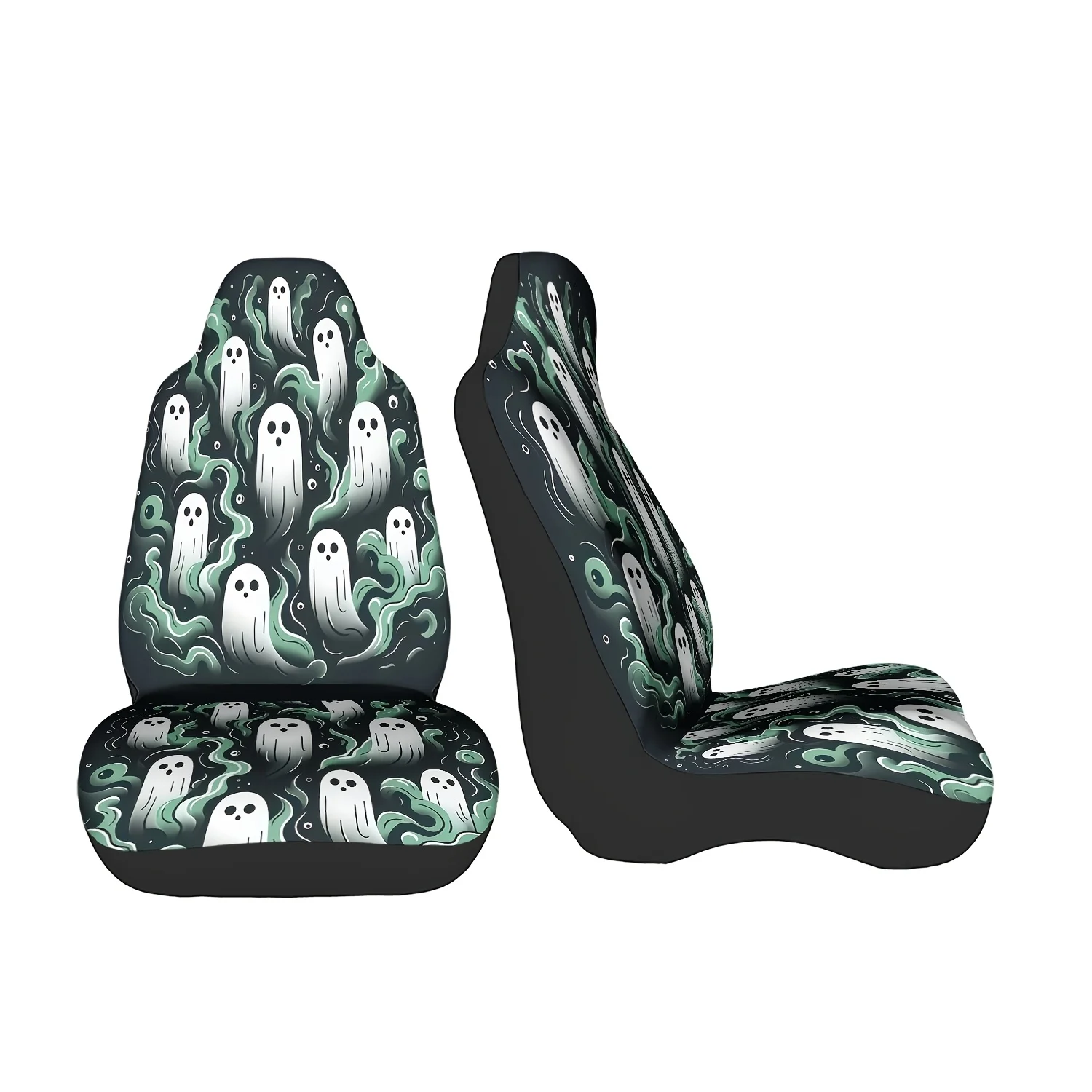 Printed Floating in Green Smoke Themed Pattern Car Seat Cover, Easy to Install, Easy to Clean, Wear-Resistant