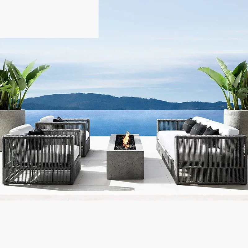#Outdoor Rattan Single Creative Garden Courtyard Balcony Rattan Nordic Leisure Single Sofa Balcony