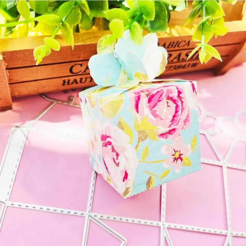 Q39B 3D 꽃 꽃잎 사탕 선물 상자 스티치 금속 절단 다이 스텐실 DIY 수제 접이식 케이스 엠보싱 도구 다이 컷.