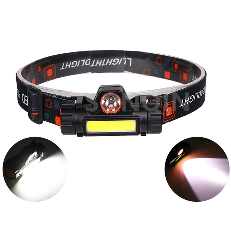 LED Headlamp Flashlight Head Lamp USB Built-in Rechargeable Waterproof Headlight Torch with Light 2 Lighting Modes