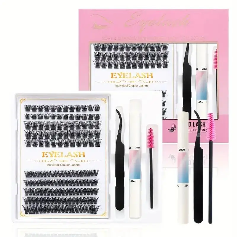 160 complete eyelash extension kit - easy to apply to individual eyelashes, including tweezers, adhesive, sealing, and brush - d