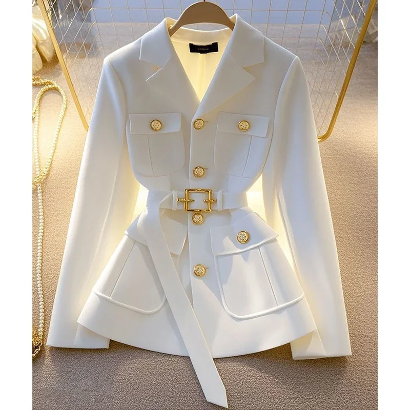 

2025 new waist cinched suit jacket for women's casual fashion unique temperament top jacket