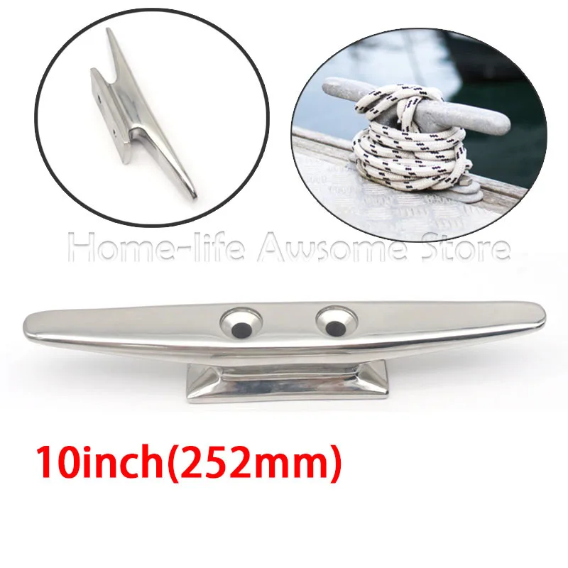 Boat Cleat Boat Grab Handle Stainless Steel 10inch(252mm) Boats Deck Cleat Hardware for Marine Yacht