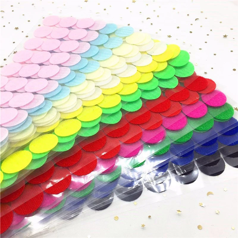 30mm 10mm Colorful Round Adhesive Self Adhesive Fastener Tape Hooks and Loops Strong Glue Tape DIY Dot Sticker Nylon Disc