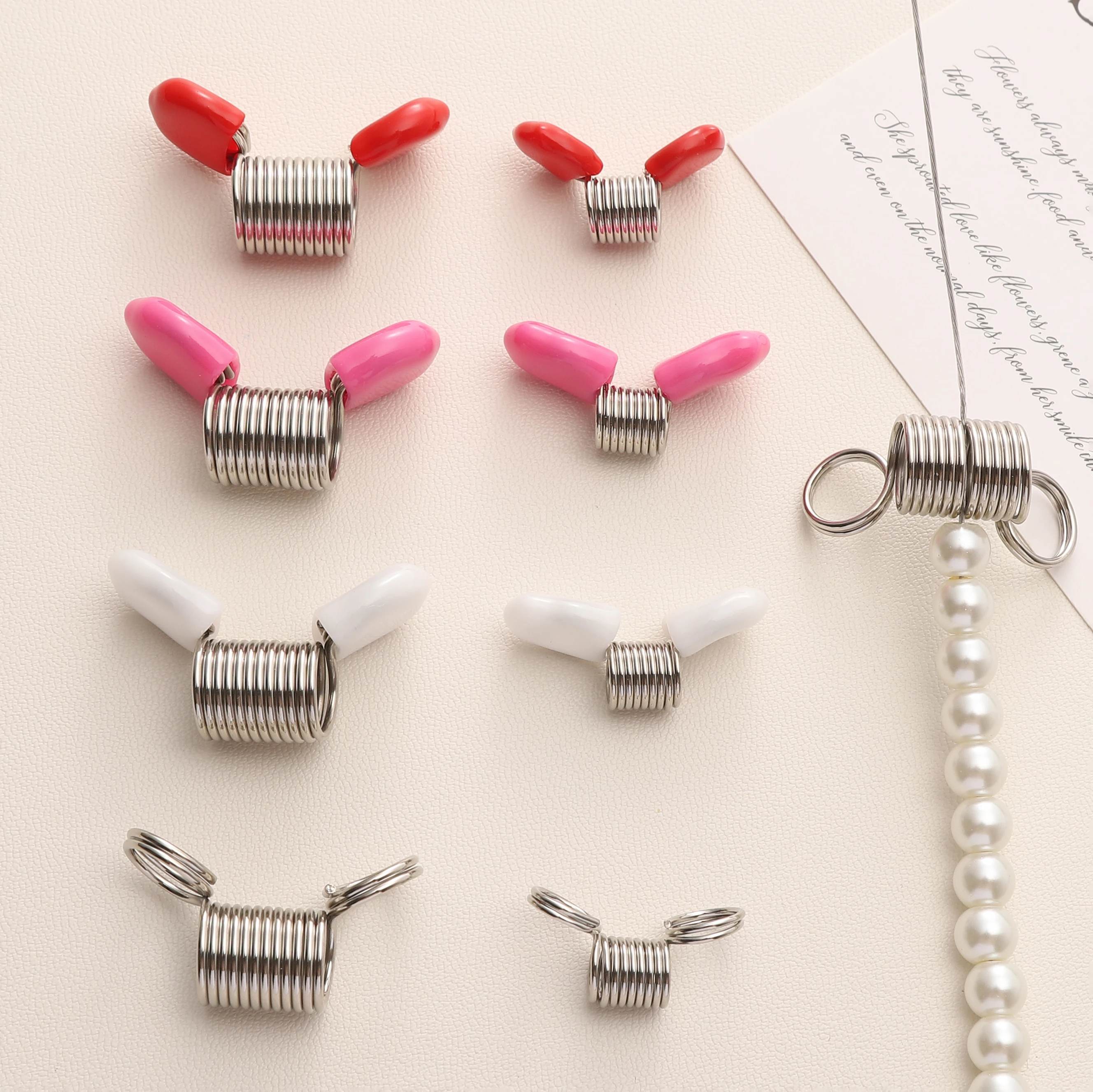 1Pc Stringing Bead Stoppers Spring End Fasteners Nickel Plating On Steel Small Stoppers Bracelet Tool Jewelry Making Supplies