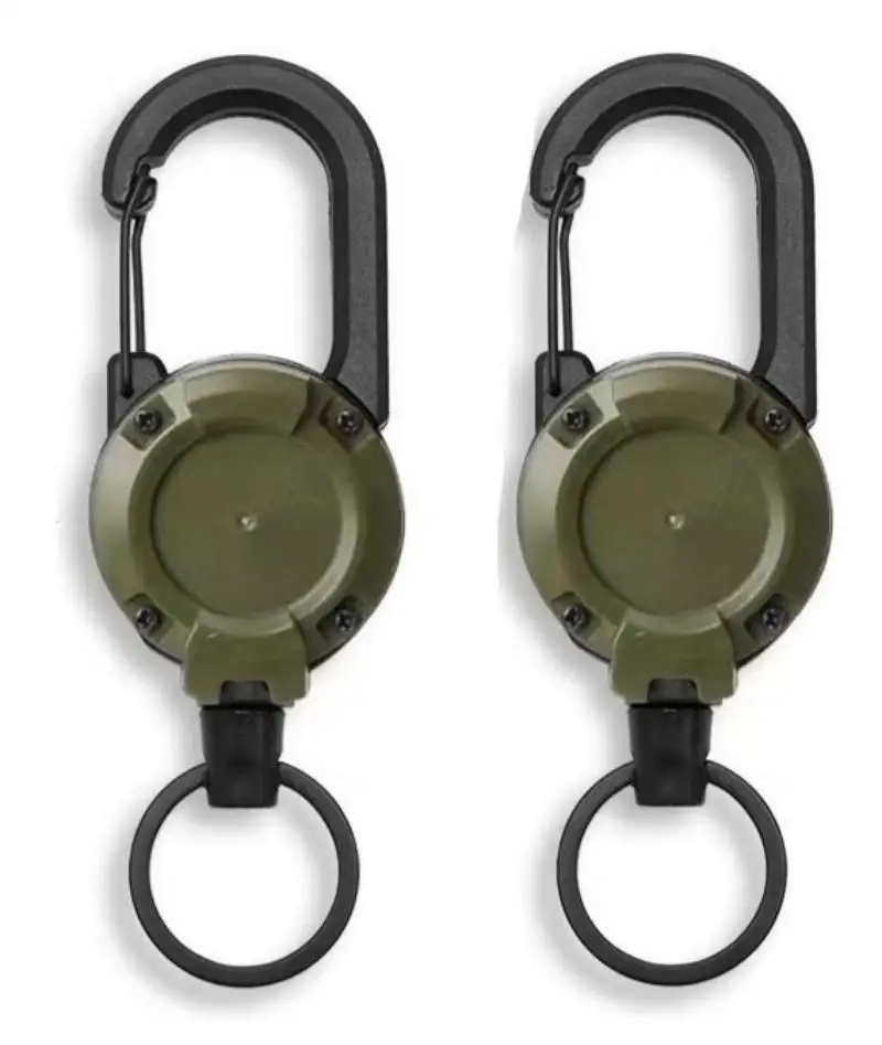 Einziehbare Hochleistungs-Zugrolle mit Karabiner, starkem Stahlseil, Schnalle, Feder-Schlüsselring, Outdoor-Sport-Zubehör, Schlüsselanhänger-Werkzeug – Detail 9