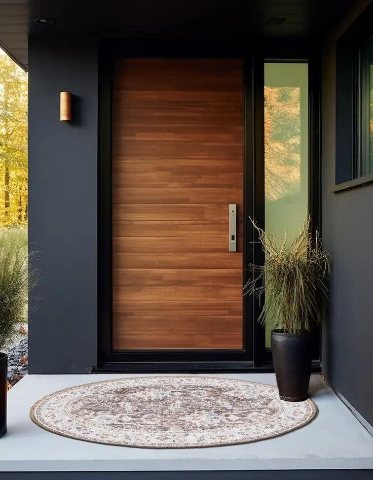 

Wood Grain Color Windproof Theft Proof Aluminum Pivot Door Windproof and Rainproof Villa Entry Doors with Intelligent Lock