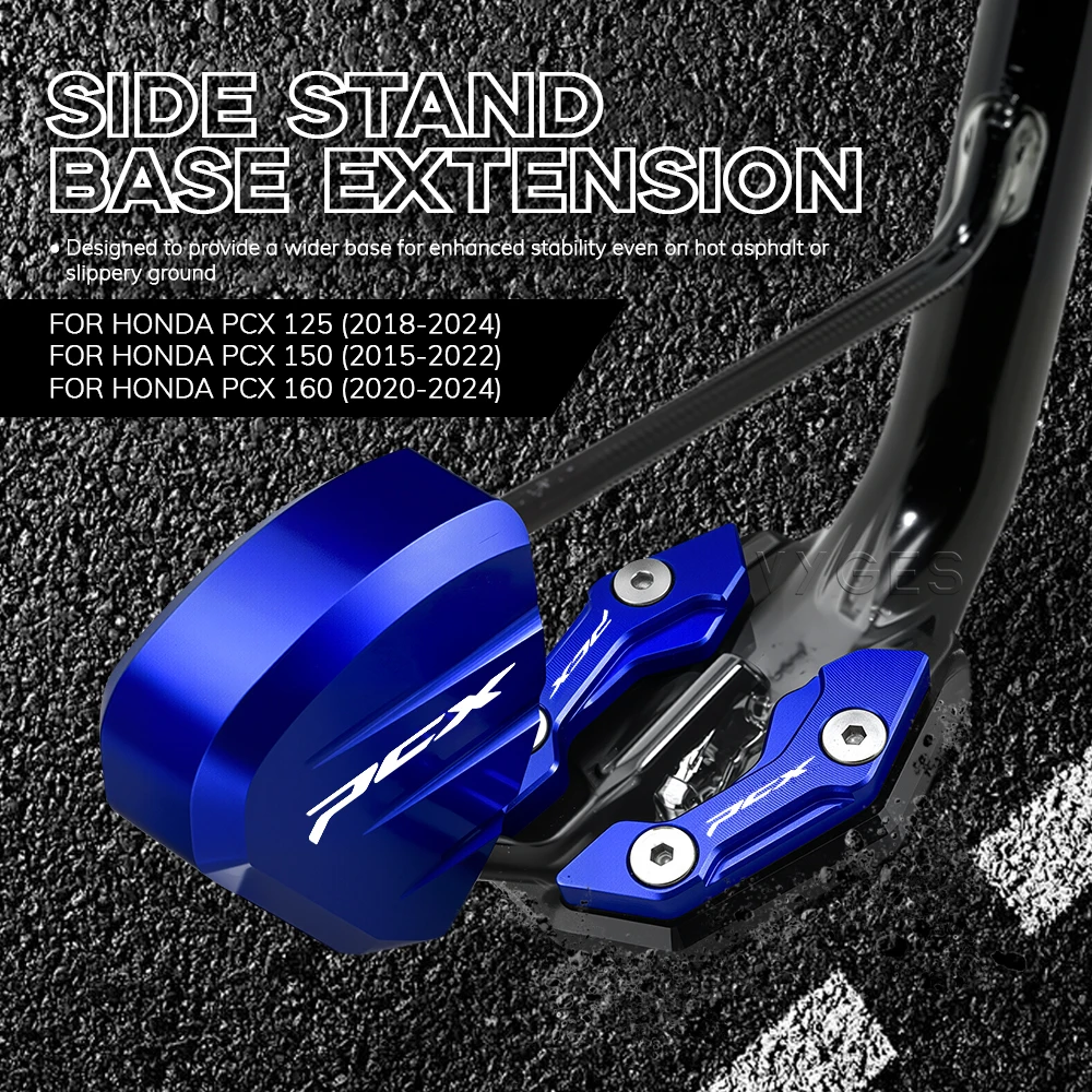 Extensión de Base de soporte lateral para motocicleta, extensión de Base de soporte de gran tamaño para HONDA PCX125 PCX150 PCX160 PCX 125 150 160 2015-2024
