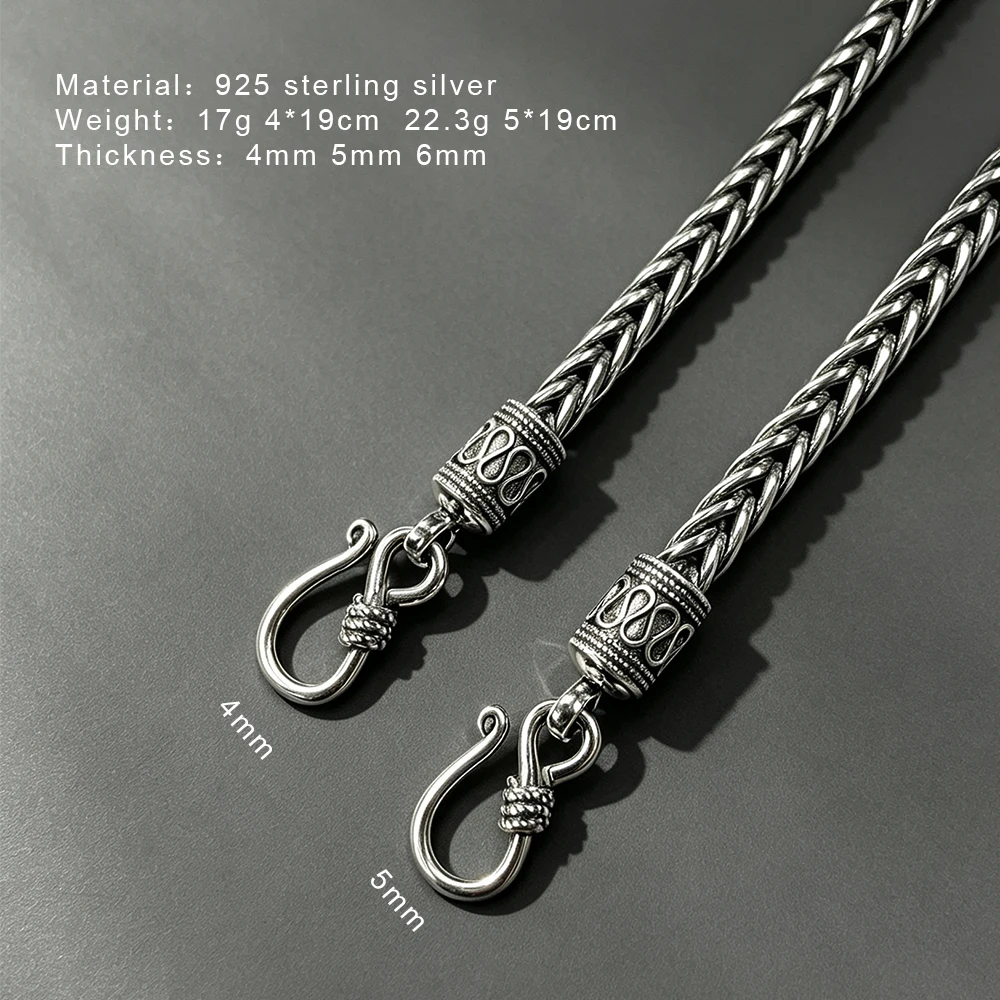 Vintage Real Pure 925 Sterling Silver Handmade Braided Chain