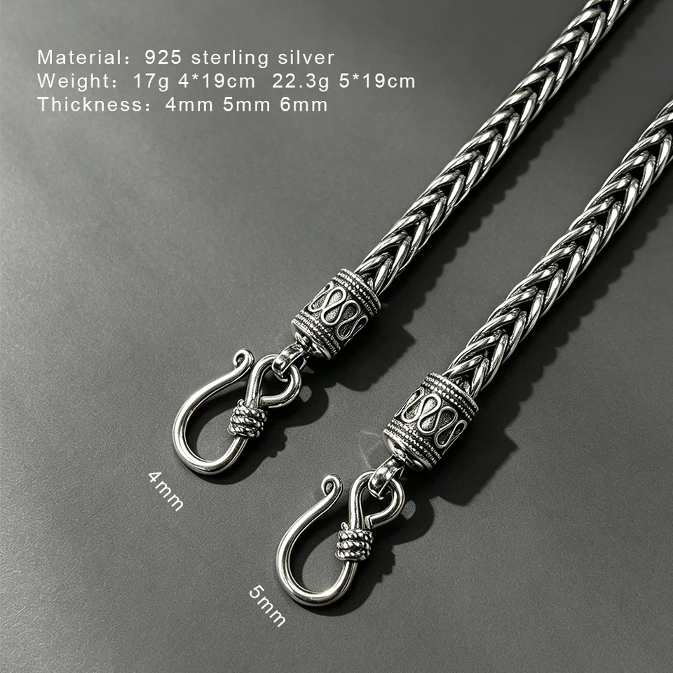 Vintage Real Pure 925 Sterling Silver Handmade Braided Chain