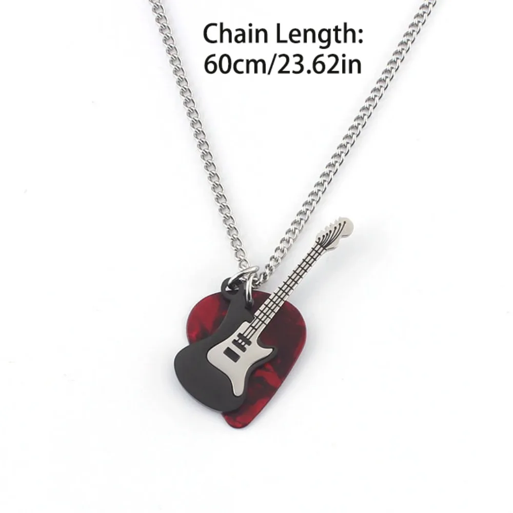 Hip-hop Guitar Pick Pendant Necklace Punk Titanium Steel Guitar Chain Choker Trendy Vintage Electric Guitar Sweater Chain Boys - Image 6